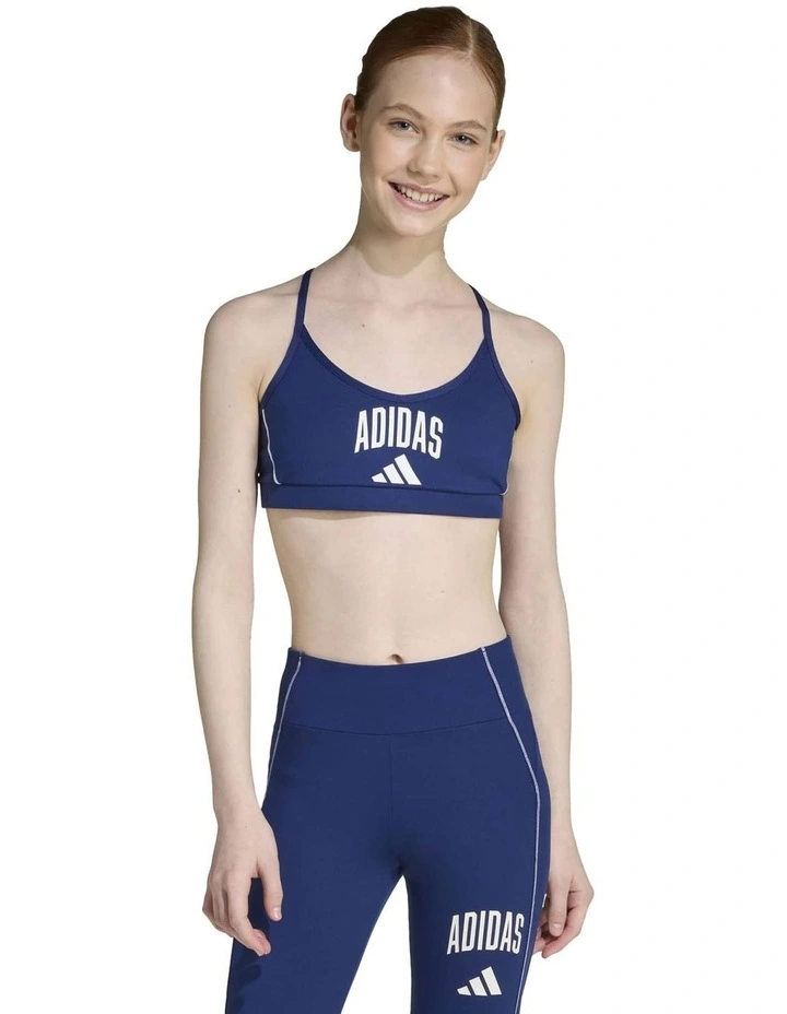 Train Essentials Collegiate Print Bra in Blue image 1