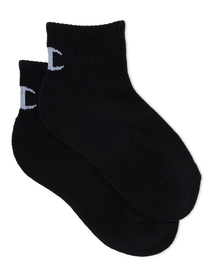 Junior Quarter Crew Socks 7 Pack in Black image 2