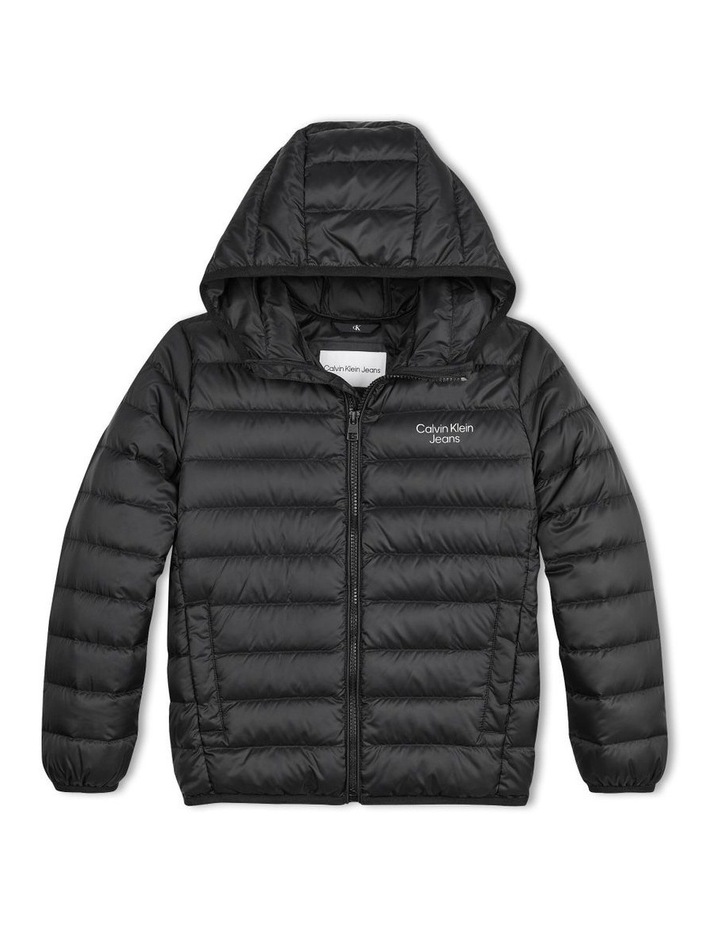 Lightweight Down Logo Jacket in Black