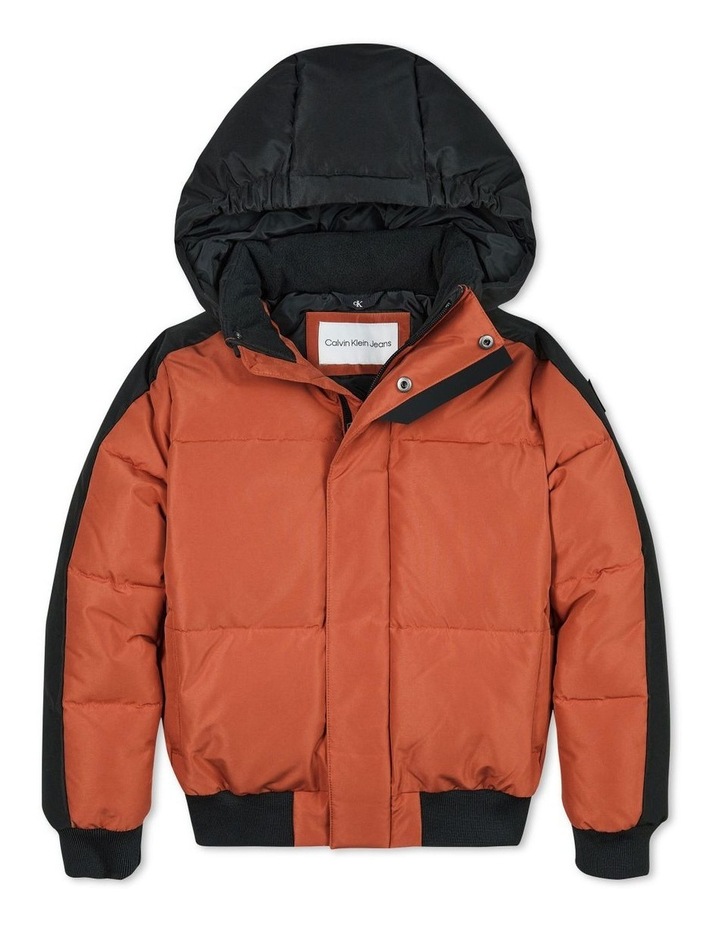 Color Block Puffer Jacket in Auburn/Black Assorted
