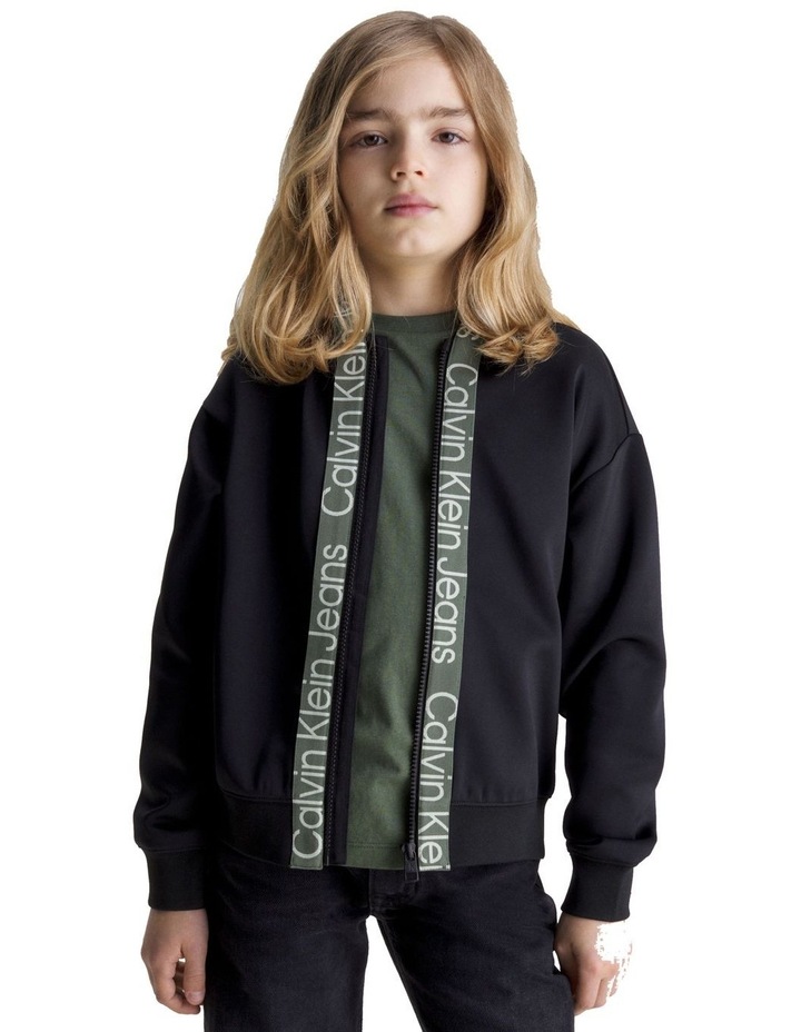 Zip Through Tape Jeans in Black