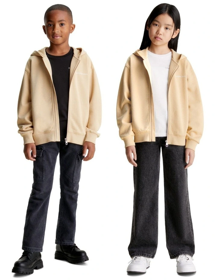 KIDS UNISEX 8-16 Institutional Logo Relaxed Zip-Through in Warm Sand image 1