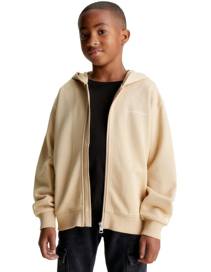KIDS UNISEX 8-16 Institutional Logo Relaxed Zip-Through in Warm Sand image 2
