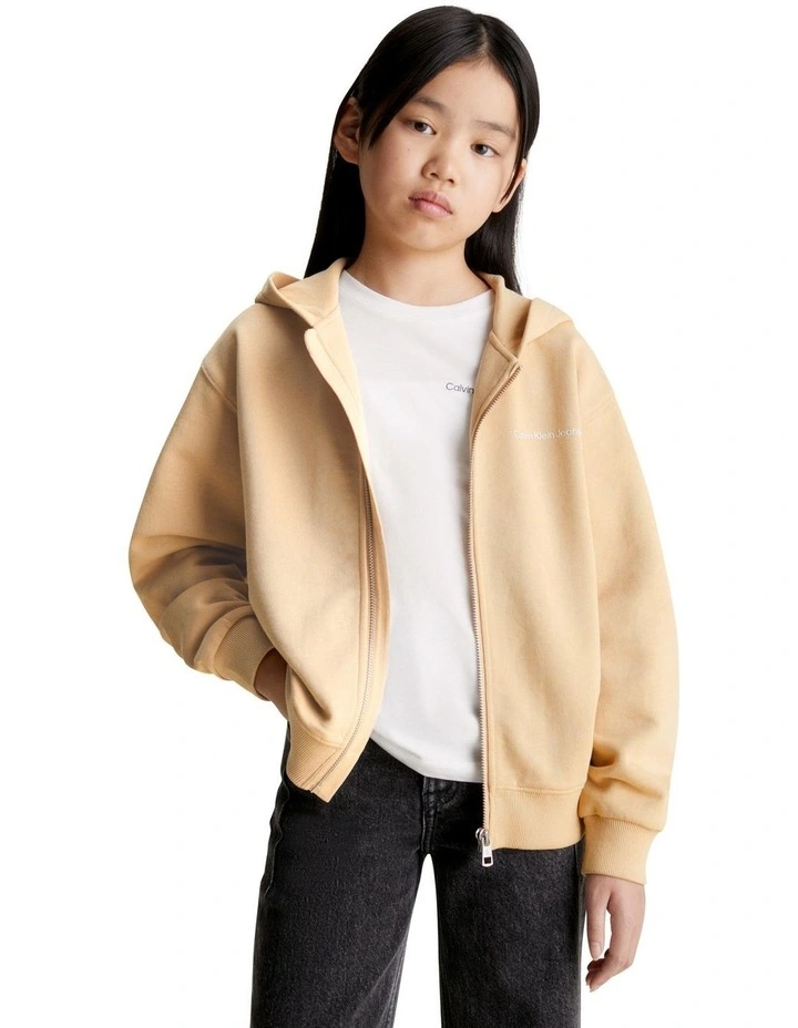 KIDS UNISEX 8-16 Institutional Logo Relaxed Zip-Through in Warm Sand image 3