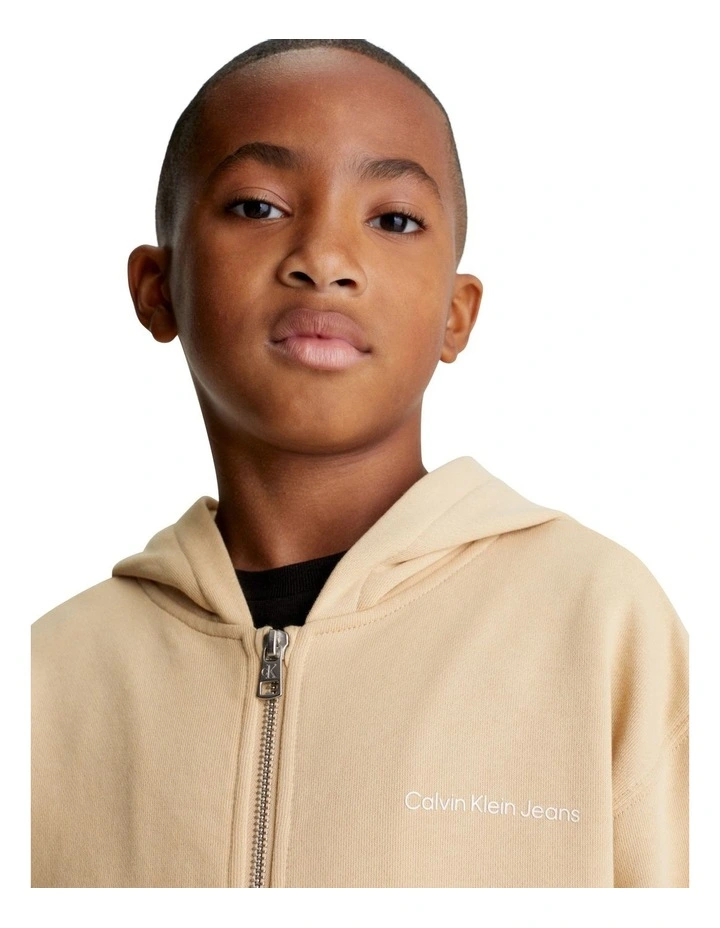 KIDS UNISEX 8-16 Institutional Logo Relaxed Zip-Through in Warm Sand image 4