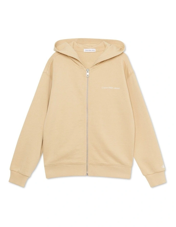 KIDS UNISEX 8-16 Institutional Logo Relaxed Zip-Through in Warm Sand image 7