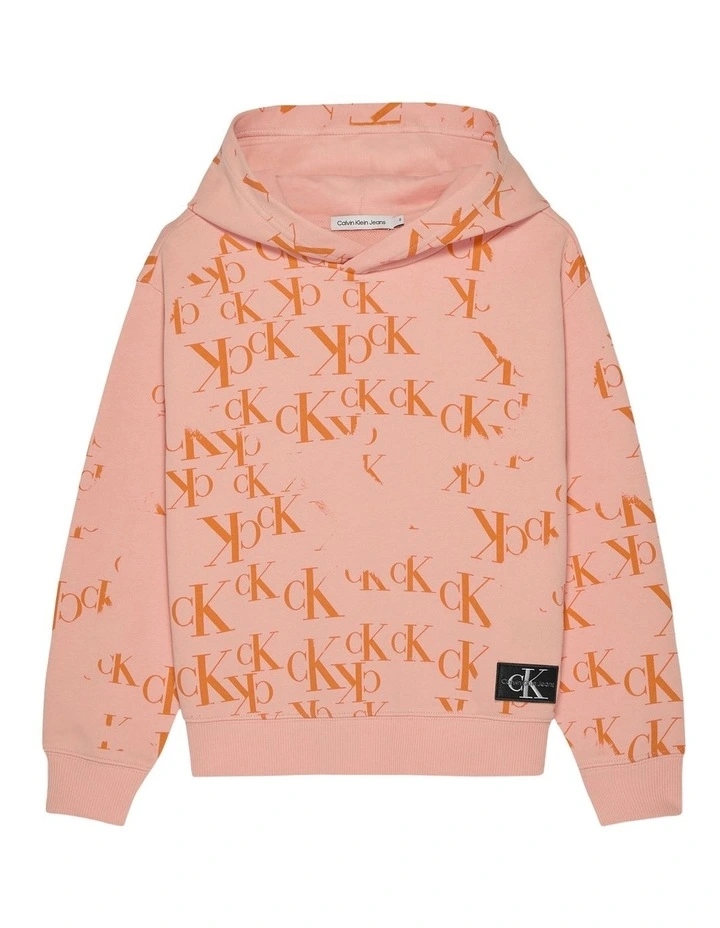 Unisex Aop Monogram Hoodie 8-16 Years in Cantaloupe image 1