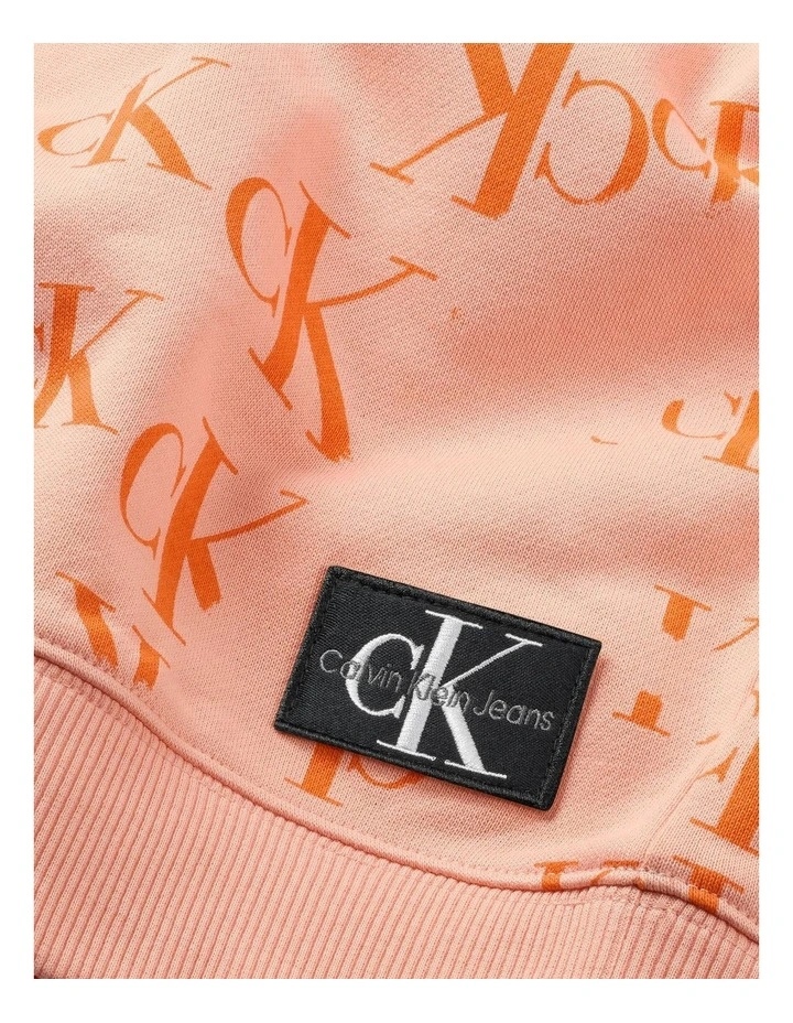 Unisex Aop Monogram Hoodie 8-16 Years in Cantaloupe image 2