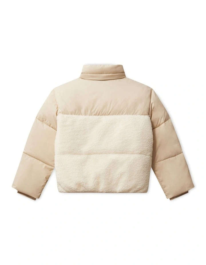 Mix Media Teddy Puffer Jacket (8-16 Years) in Pelican image 2