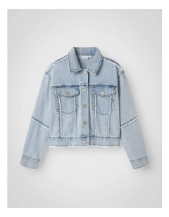 Fray Denim Jacket in Light Blue