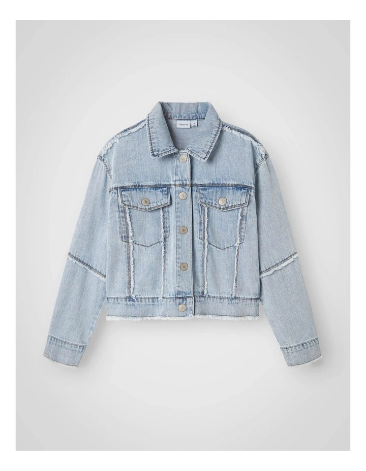 Fray Denim Jacket in Light Blue image 1