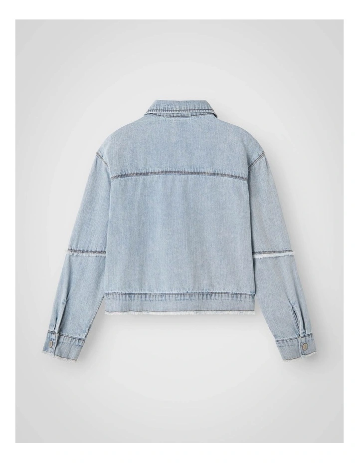 Fray Denim Jacket in Light Blue image 2
