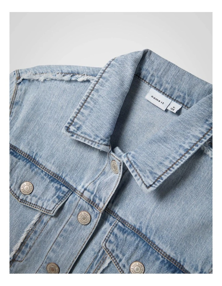 Fray Denim Jacket in Light Blue image 3