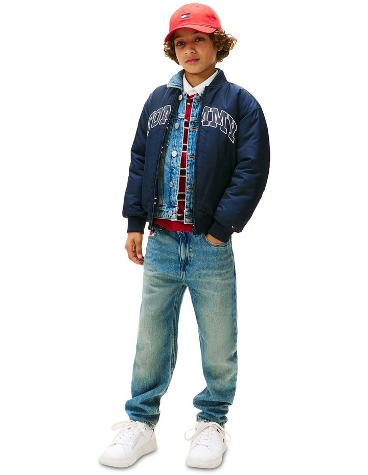 Boys 8-16 Varsity Reversible Relaxed Bomber Jacket in Blue image 4