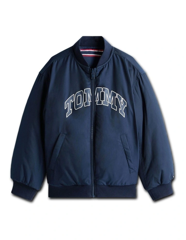 Boys 8-16 Varsity Reversible Relaxed Bomber Jacket in Blue image 6