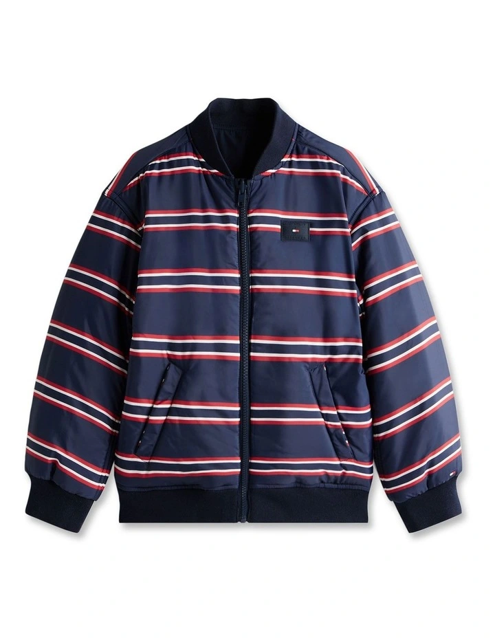 Boys 8-16 Varsity Reversible Relaxed Bomber Jacket in Blue image 7