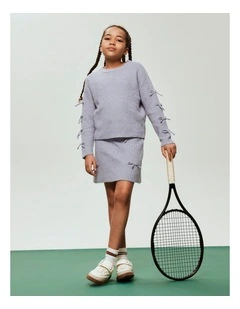 Tarin Bow Knit Top in Lilac