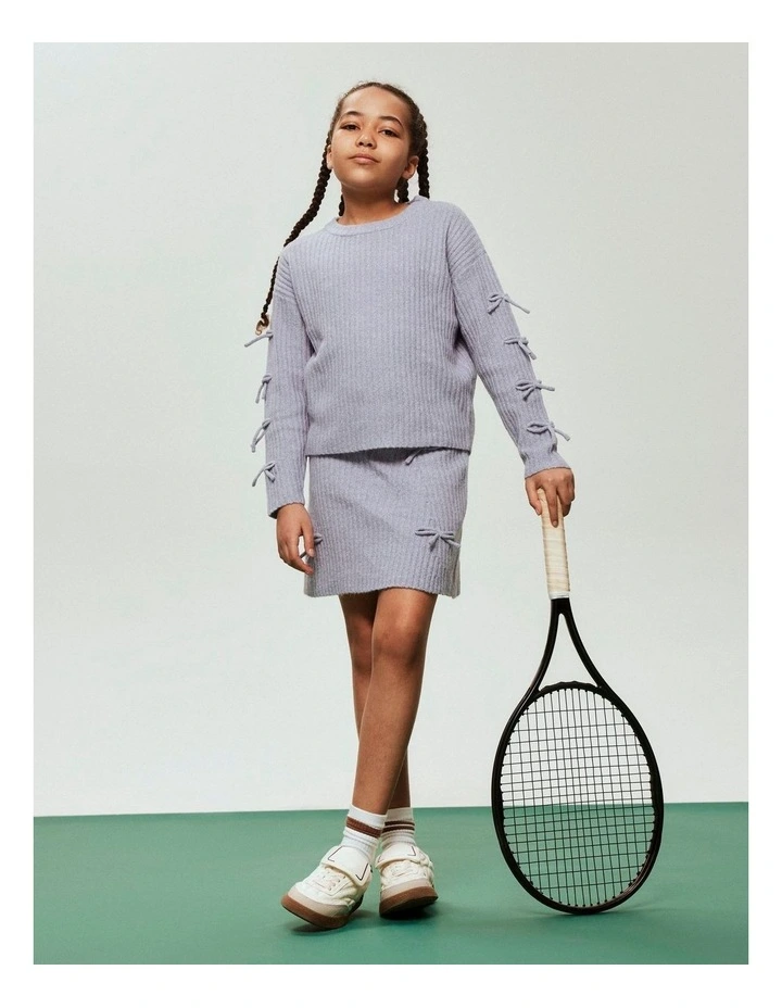 Tarin Bow Knit Top in Lilac image 1