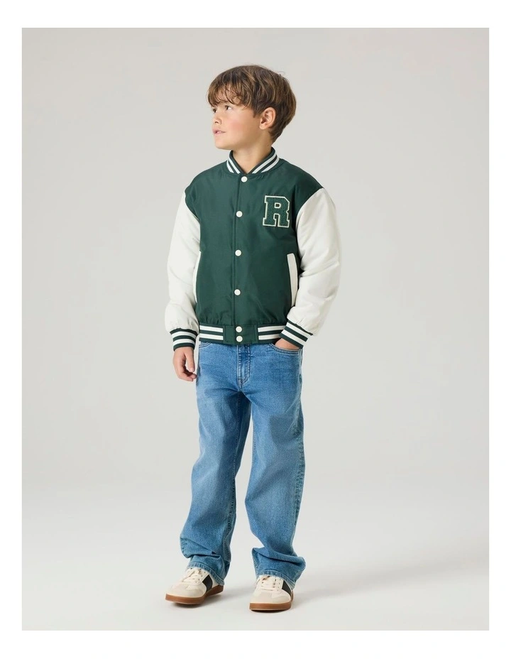 Mains Varsity Jacket in Green image 2