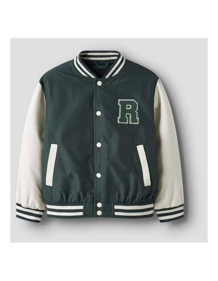 Mains Varsity Jacket in Green image 3