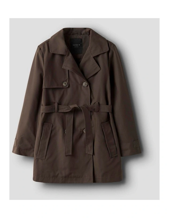 Madelin Trench Coat in Chocolate Brown image 2