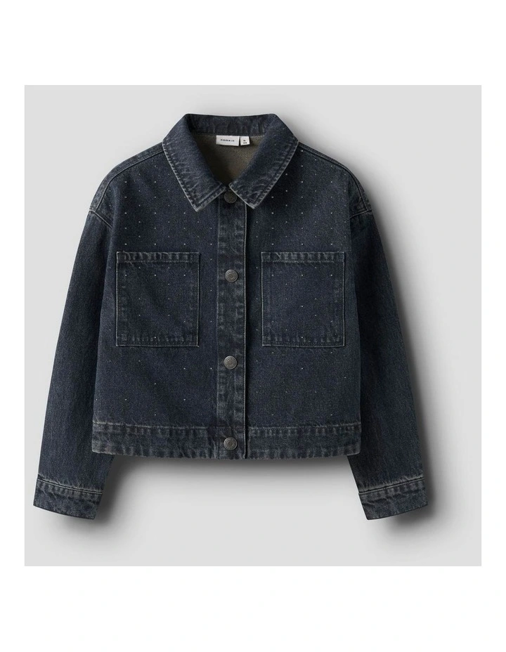 Rhea Rhinestone Denim Jacket in Dark Denim image 2