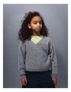 Sanie Wrap Knit Cardigan in Grey