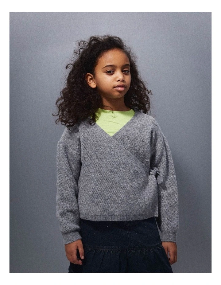 Sanie Wrap Knit Cardigan in Grey image 1