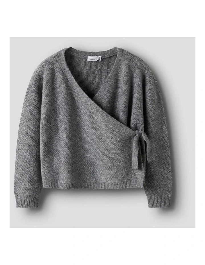 Sanie Wrap Knit Cardigan in Grey image 1