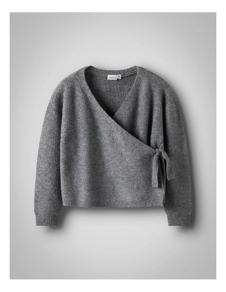 Sanie Wrap Knit Cardigan in Grey image 2