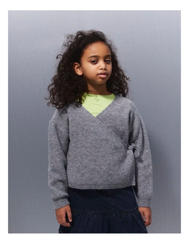 Sanie Wrap Knit Cardigan in Grey image 3