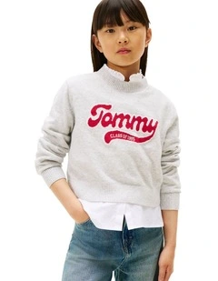 Varsity Intarsia Logo Jumper (8-16 Years) in Grey