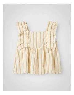 Herdon Cap Sleeved Top in Bleached Sand