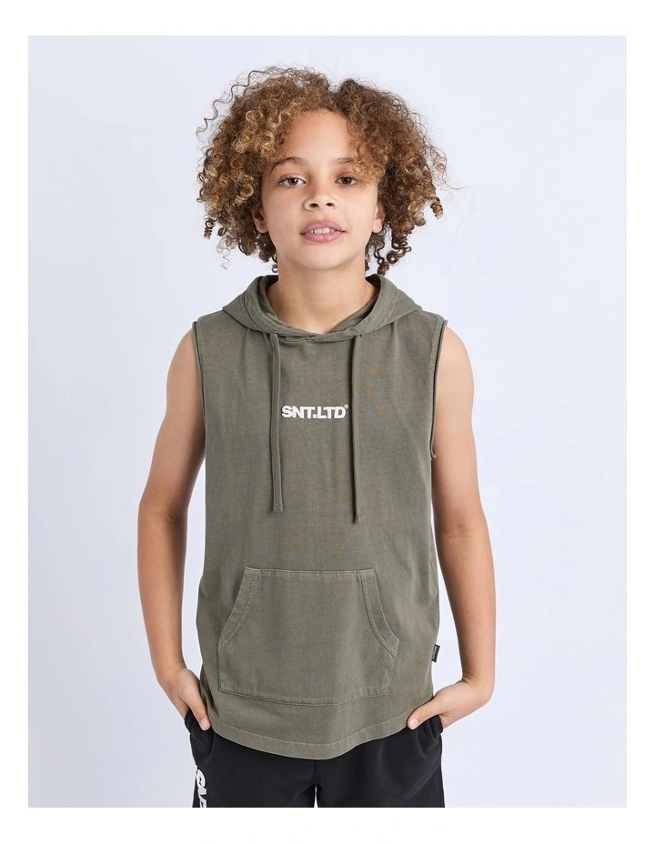 Podium Hooded Muscle (8-16Years) in Green image 1