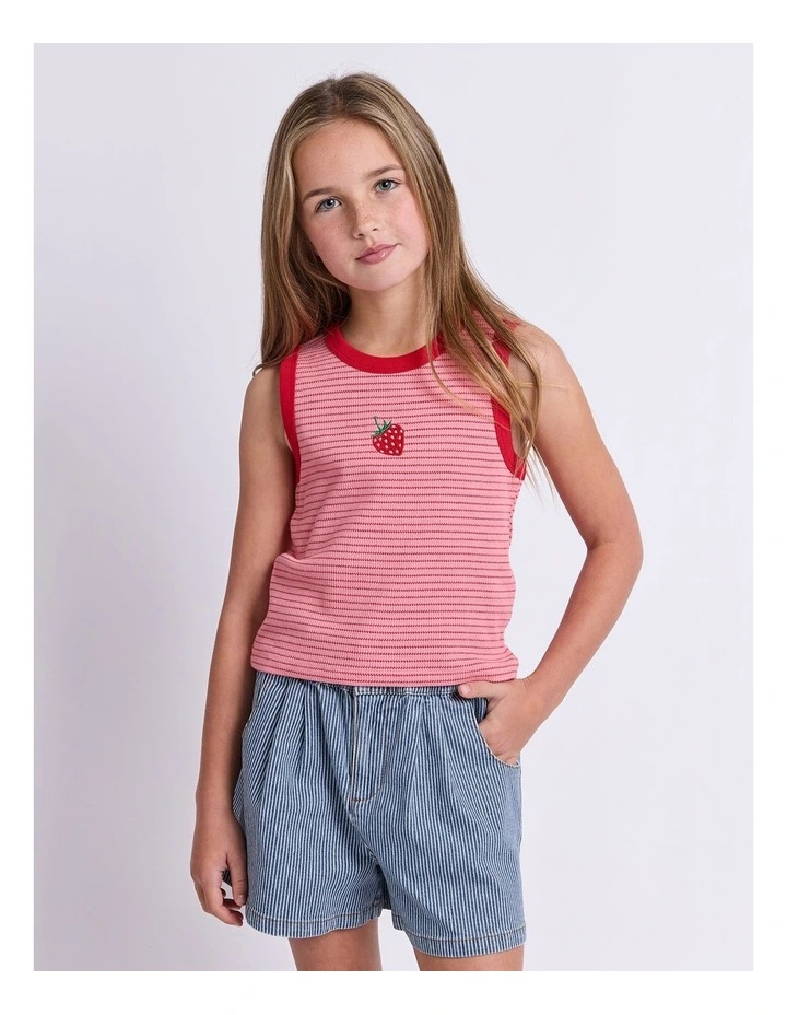 Evie Rib Tank (8-16 Years) in Pink image 1