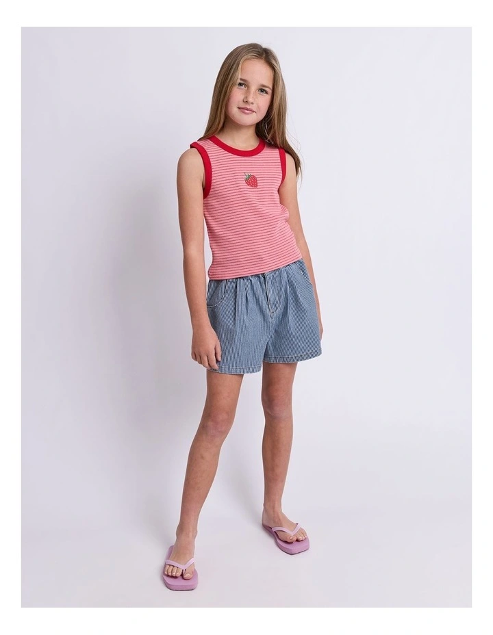 Evie Rib Tank (8-16 Years) in Pink image 3