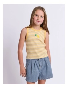 Sorbet Rib Tank (8-16 Years) in Lemon