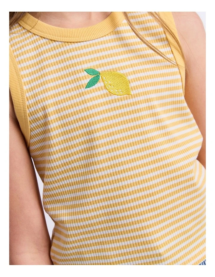 Sorbet Rib Tank (8-16 Years) in Lemon image 4
