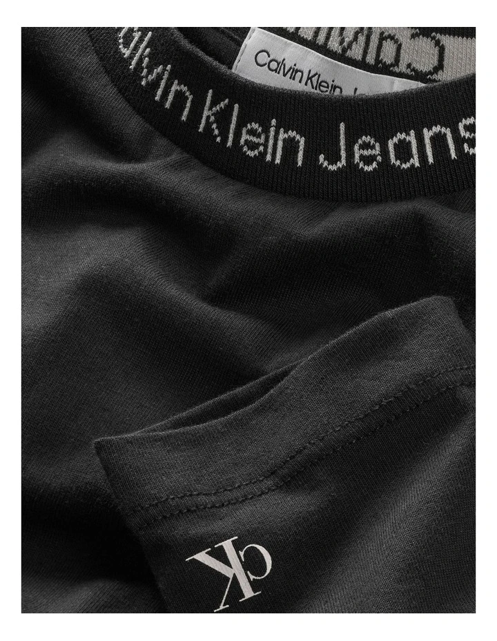 Intarsia Logo Long Sleeve T-shirt in Black image 2