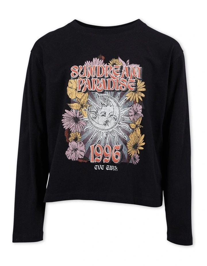 Sundream Long Sleeve Tee (8-16 Years) in Black image 1
