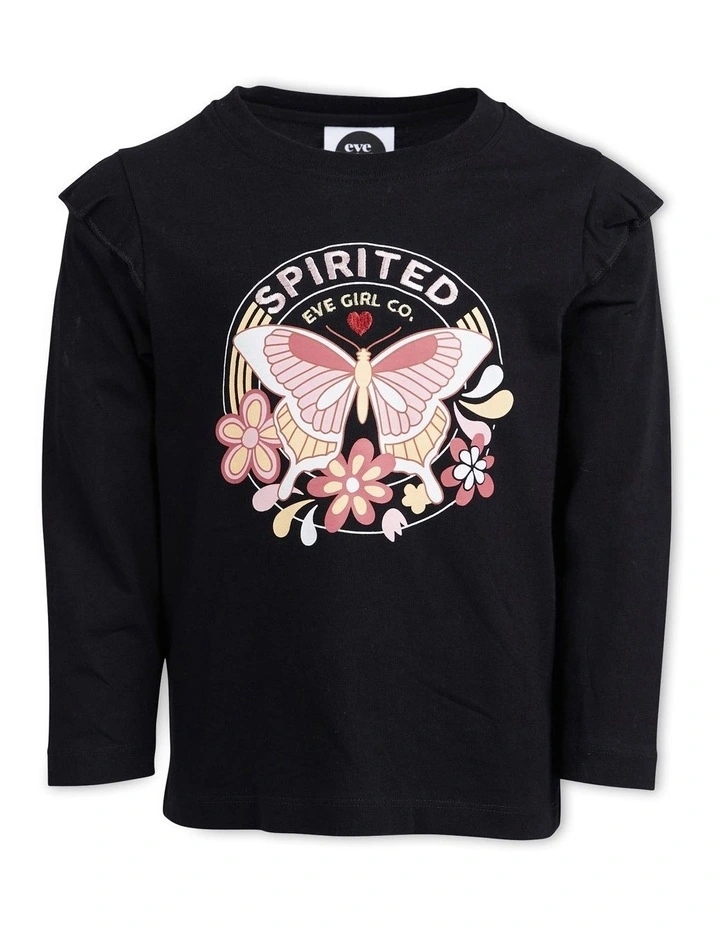 Spirited Long Sleeve Tee 3-7 in Black image 1
