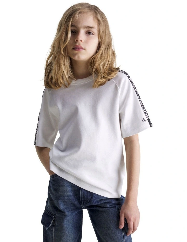 Tape Short Sleeve T-shirt in White image 2