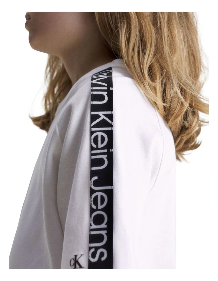 Tape Short Sleeve T-shirt in White image 4