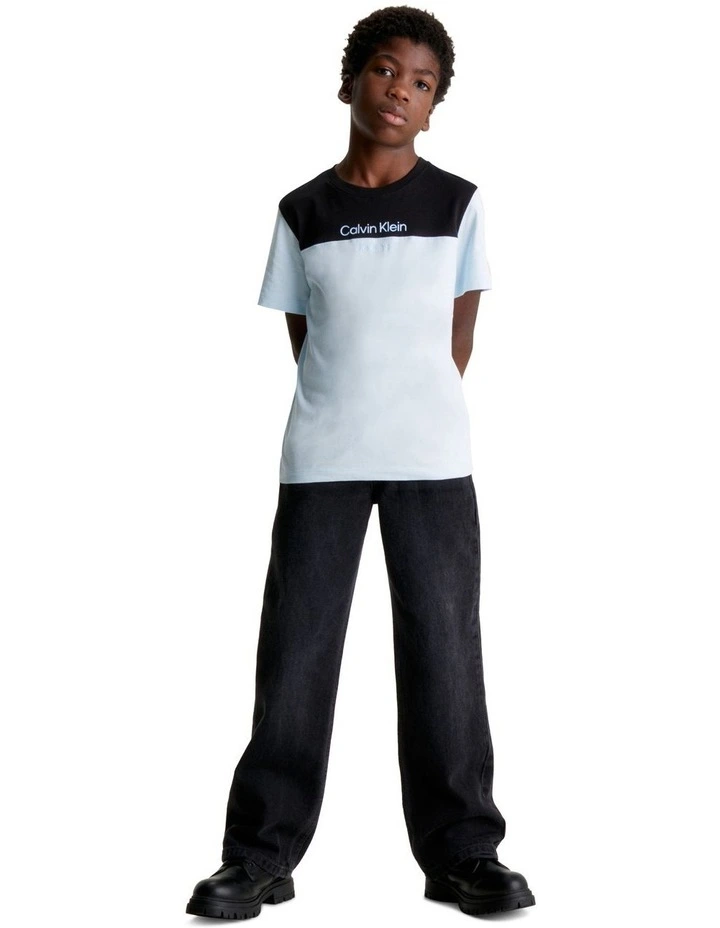 Jersey Color Block Short Sleeve T-shirt in Keepsake Blue image 1