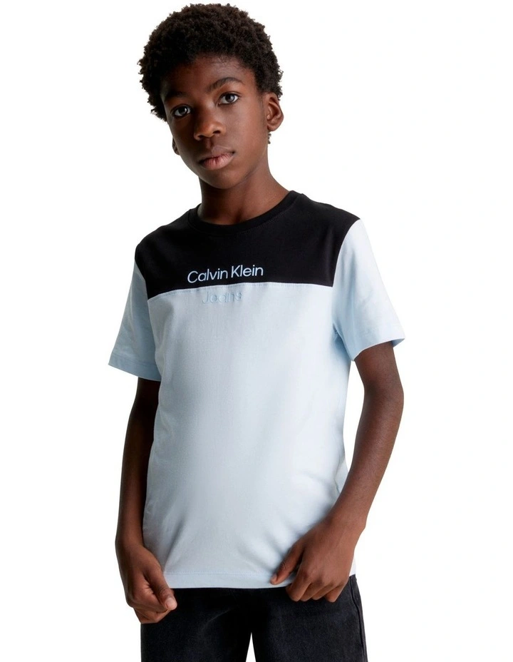 Jersey Color Block Short Sleeve T-shirt in Keepsake Blue image 2
