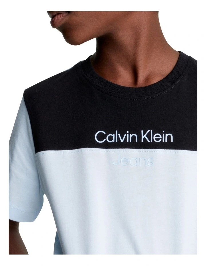 Jersey Color Block Short Sleeve T-shirt in Keepsake Blue image 3