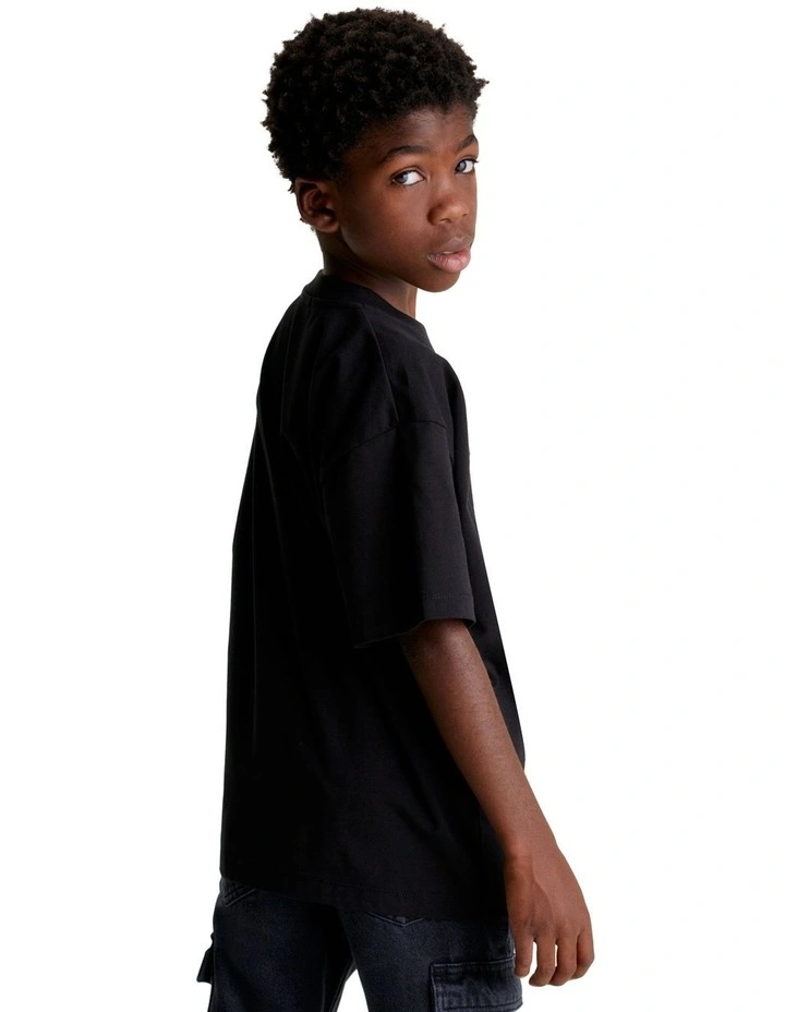 Raised Institutional Logo Short Sleeve T-shirt in Black image 4