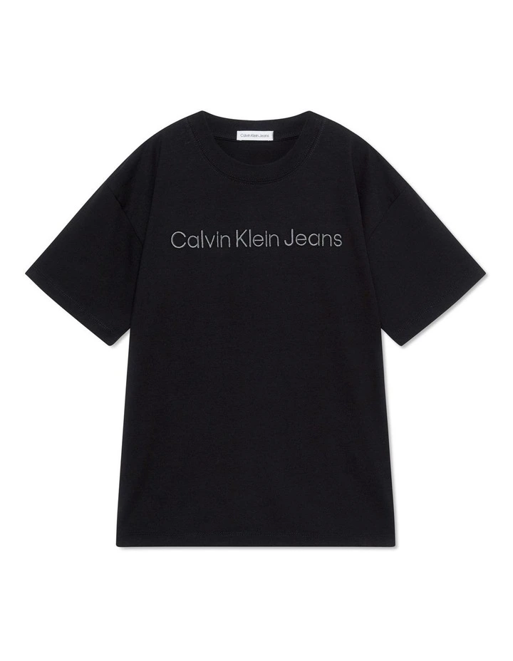 Raised Institutional Logo Short Sleeve T-shirt in Black image 5
