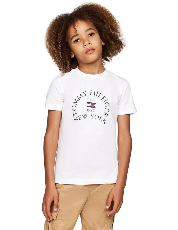 Logo Print Crew Neck T-shirt (8-16 Years) in White image 1
