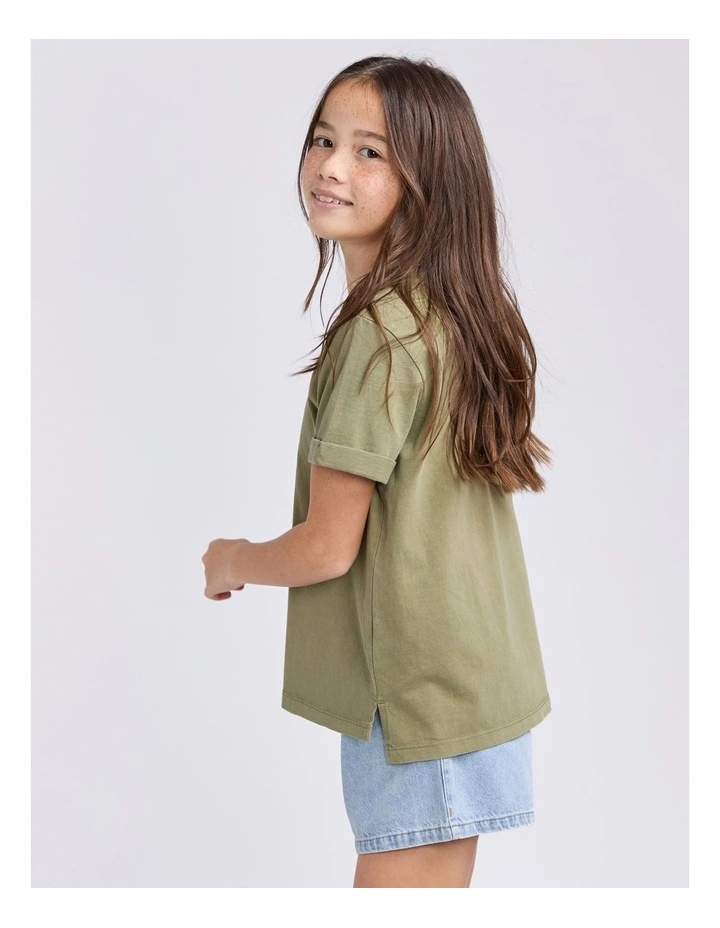 Washed Tee (8-16 Years) in Khaki image 5